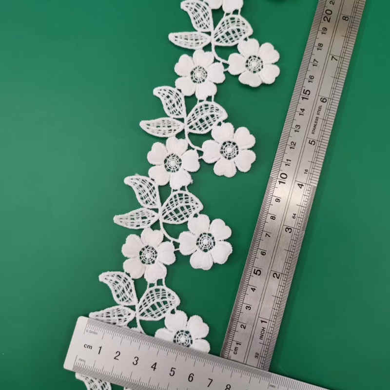 Soft Matte Petal Border Embroidered Lace Trim TRLM1121