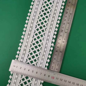 Soft Matte Linear Floral Embroidered Lace Trim TRLM1127