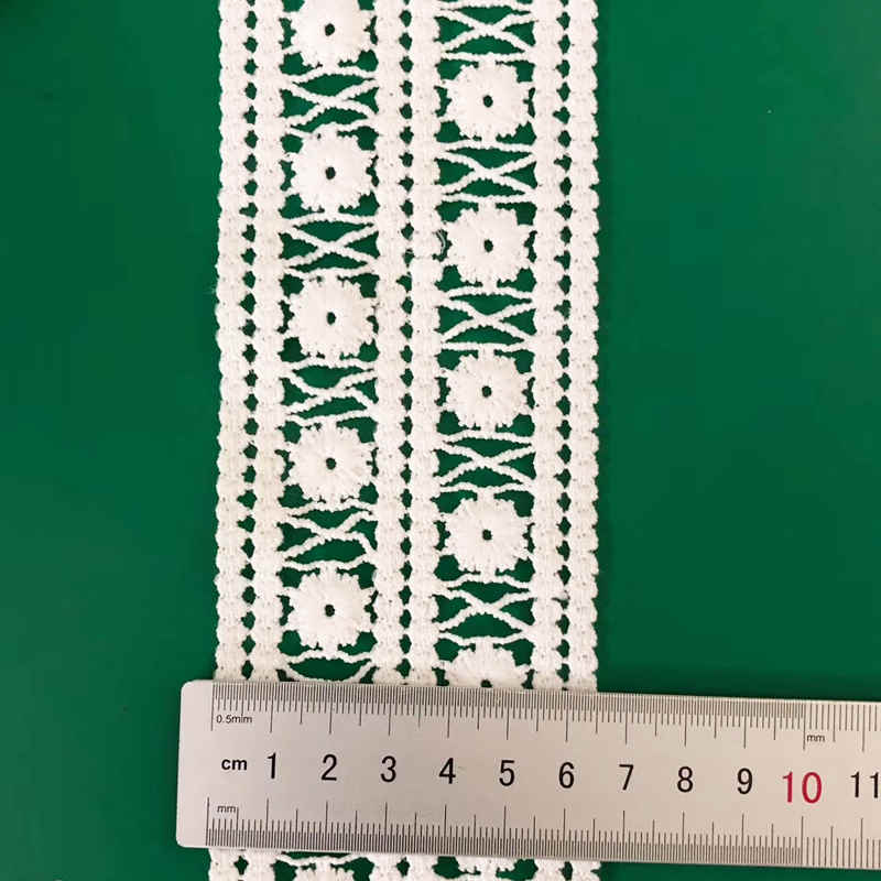White Embroidered Decorative Border Trim for Apparel Edging TRLM1137