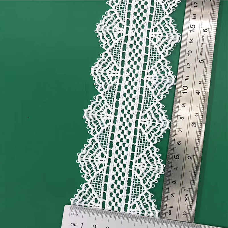 White Embroidered Classic Border Trim for Apparel Edging TRLM1143