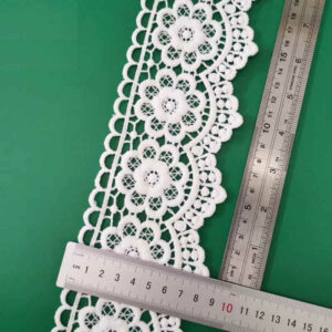 White Water-Soluble Linear Floral Border Trim TRLM1147