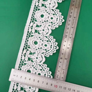 White Embroidered Scalloped Border Trim for Apparel Edging TRLM1149