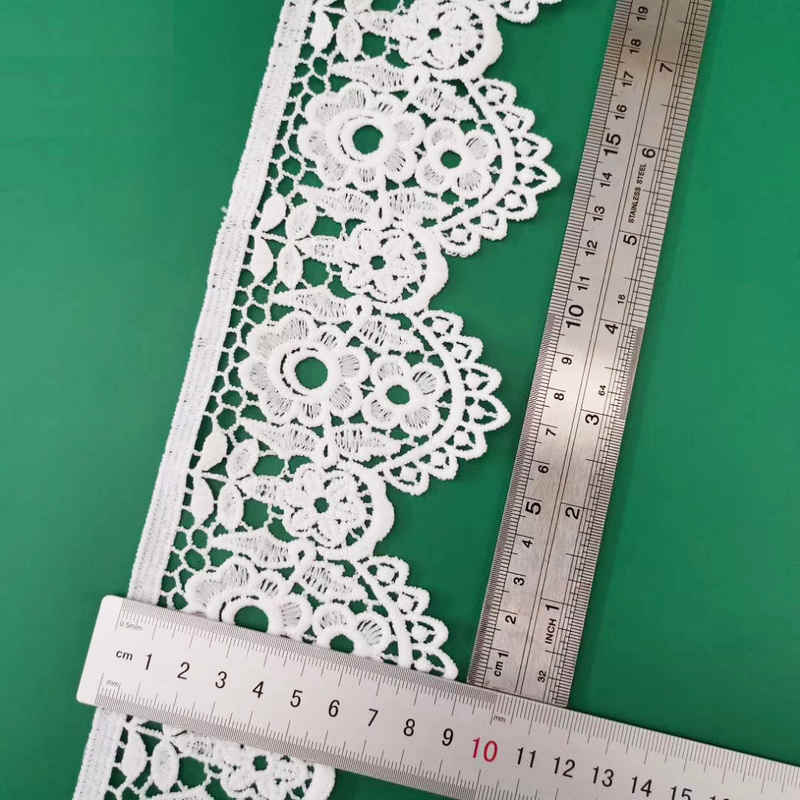 White Embroidered Scalloped Border Trim for Apparel Edging TRLM1149
