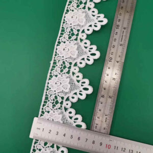 White Embroidered Linear Floral Trim for Apparel Edging TRLM1167