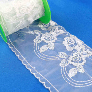 Bulk Production Schiffli Embroidered Organza Lace Trim TRP1063